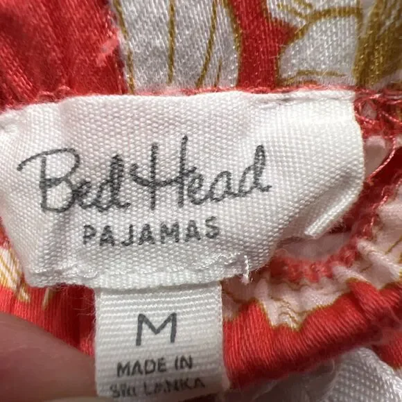 BedHead Pajama Shorts Women's Medium Red White Floral Print Sleep Lounge Organic - Picture 2 of 8